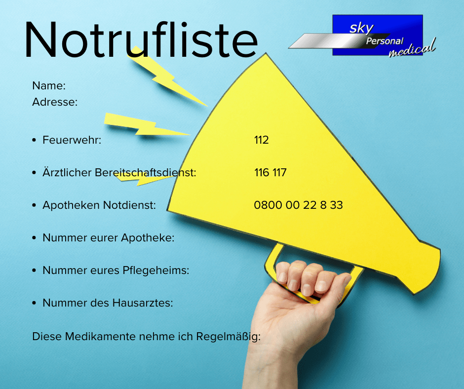 Notrufliste www.sky-personal.de Notfall